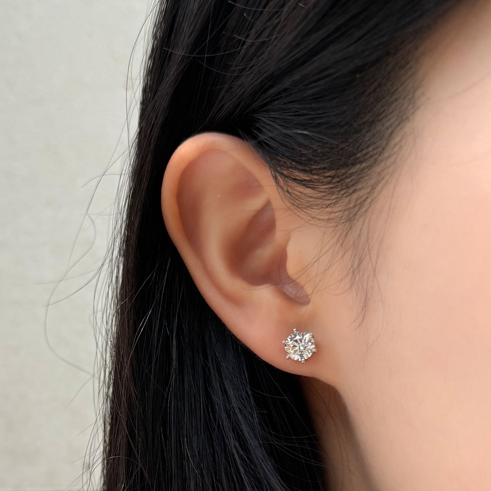 1캐럿 랩 다이아 6프롱 스터드 기본 침 귀걸이 이어링 - 상세 이미지 4