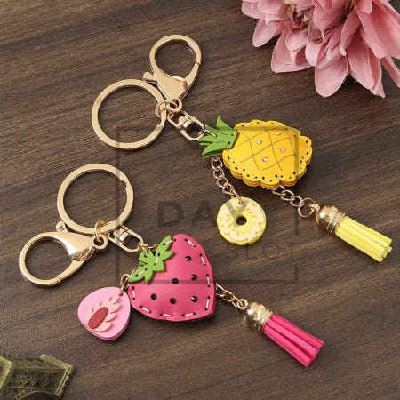 [트렌디프레소협력사]데이슬롯 과일 열쇠고리 키링 2p 딸기 파인애플 귀여운키링 가방고리