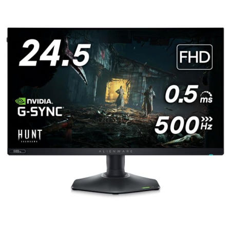 [해외]Alienware AW2524H 게이밍 모니터 - 24.5인치 480Hz 1ms IPS 안티 글레어 디스플레이, HDMI/DP/USB, 높이/틸트/스위벨/피봇 조절 가능,