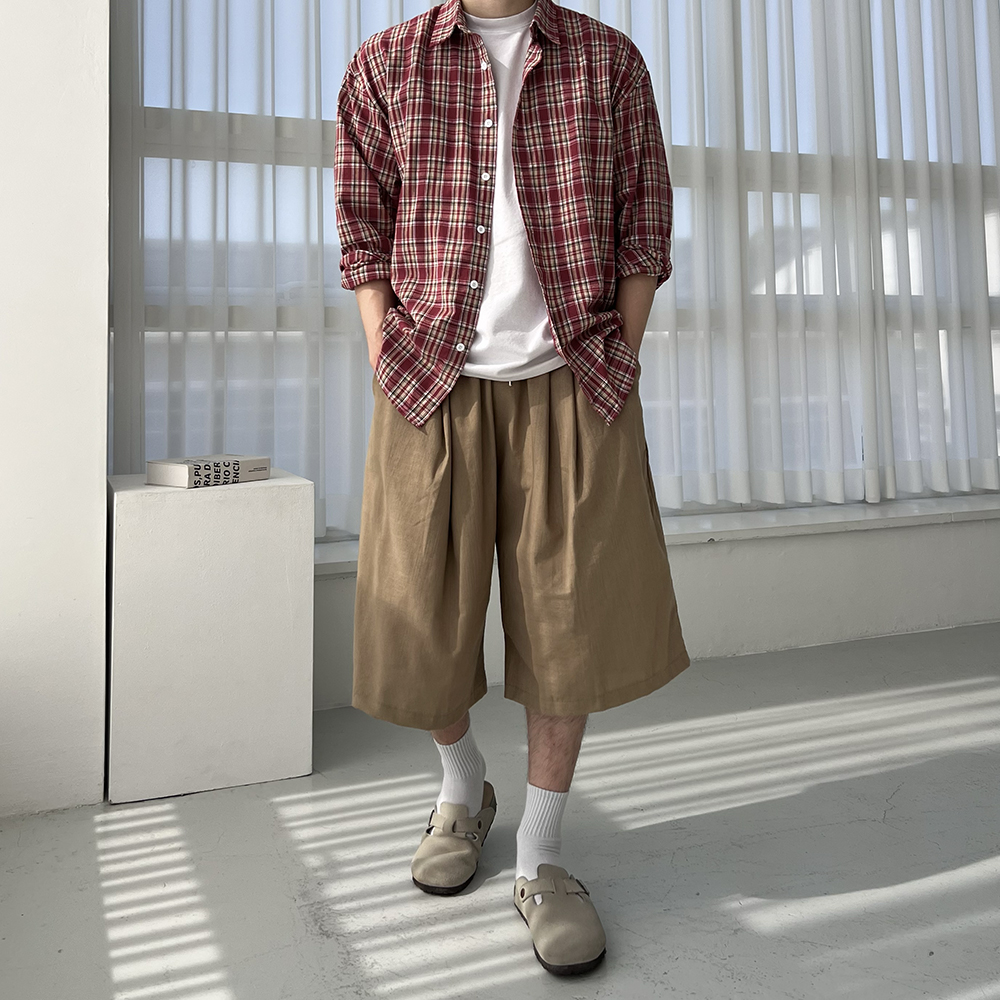 남자린넨바지 남자버뮤다팬츠 통큰바지 - 상세 이미지 2
