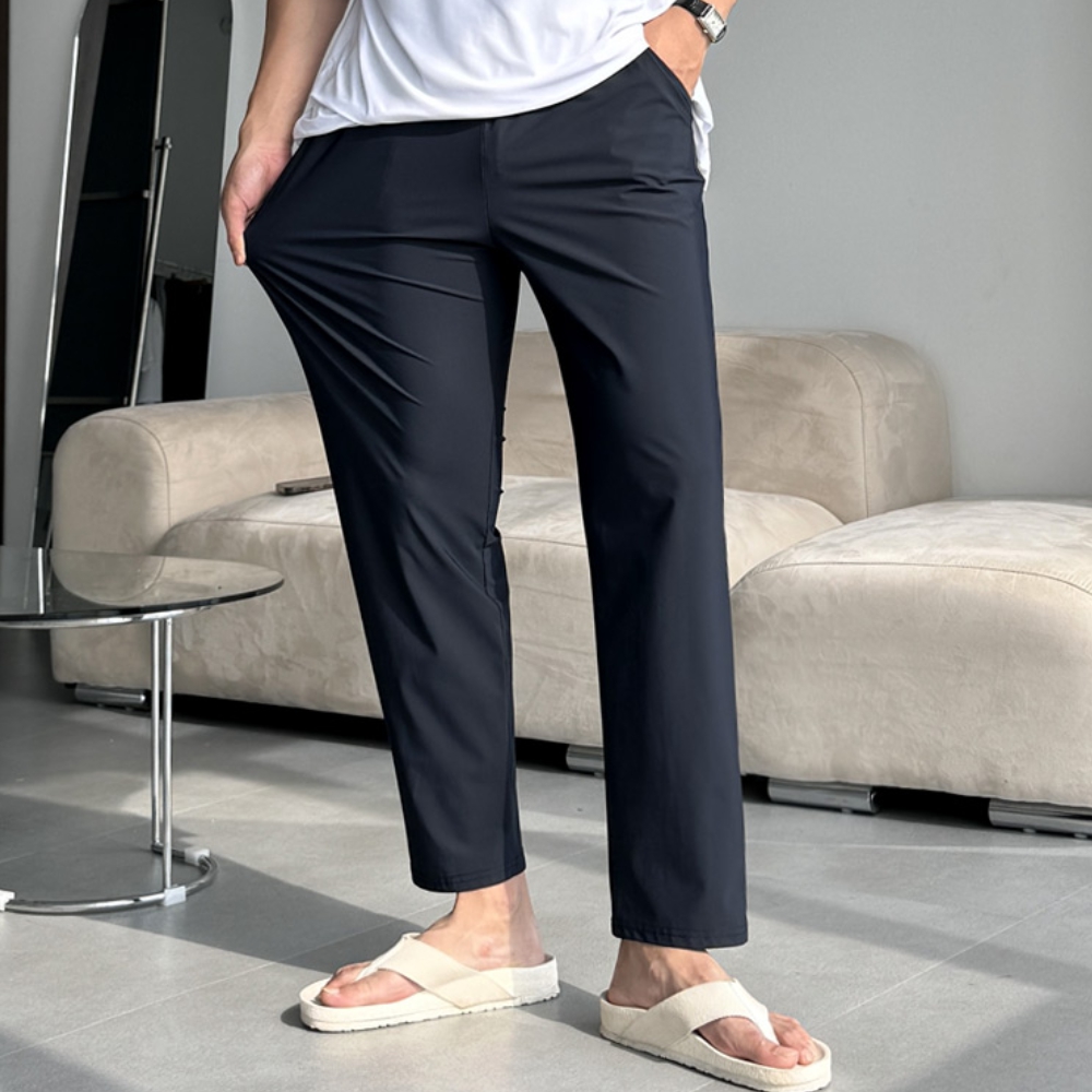 1+1 남자 톰슨 여름 아이스 쿨링 냉장고 냉감 일자 슬림 밴딩팬츠 빅사이즈