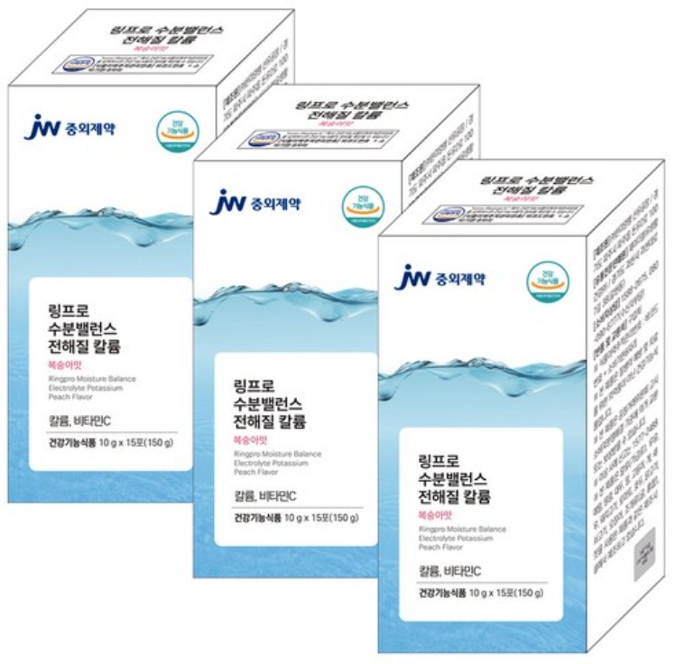 JW중외제약 링프로 수분밸런스 전해질 칼륨 수분충전 당제로 마시는 포도당 15포, 3개 - 상품 이미지