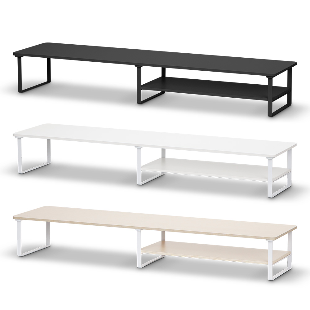 7NC 듀얼 모니터받침대 2단 높은 받침 선반 대형 사무실 원목 수납형 컴퓨터 서랍형 우드