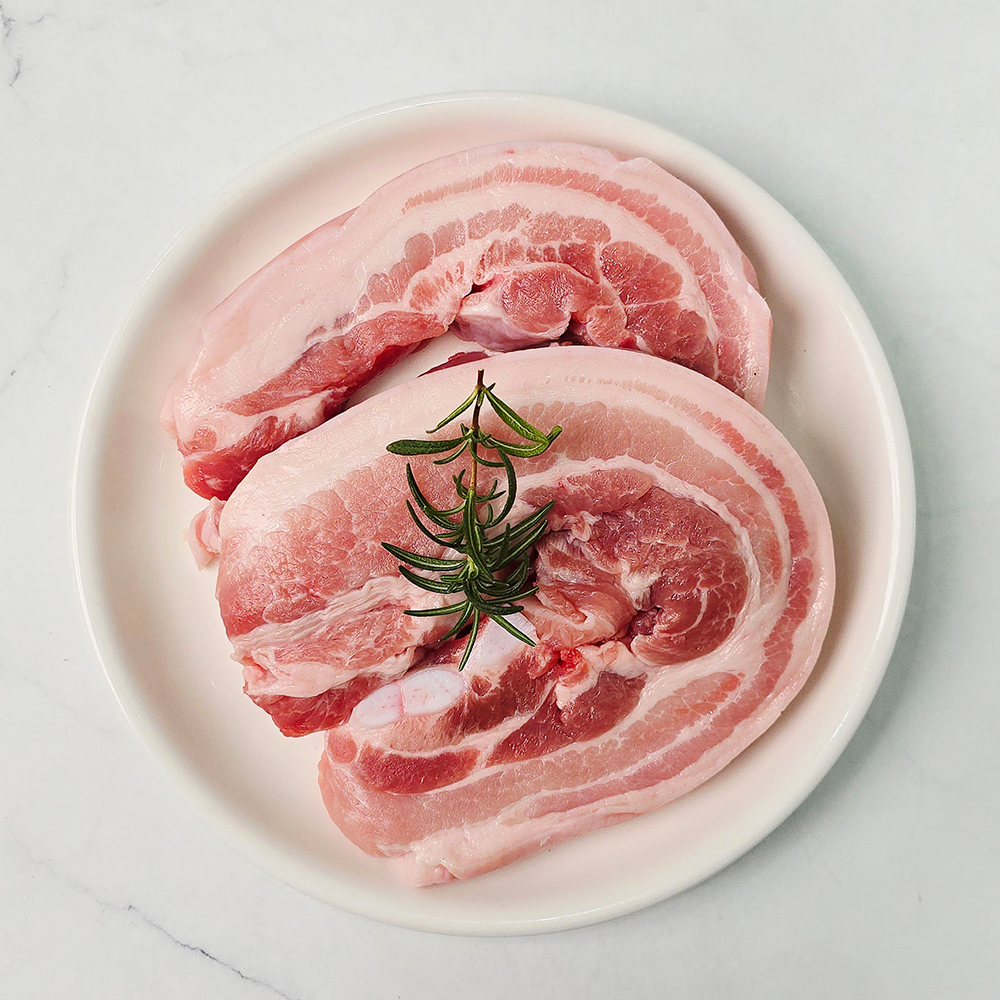 한돈 돼지 생삼겹살 / 생오겹살 500g 냉장 1등급 이상 부산 정육 맛집 캠핑 저녁 국내산 한돈 - 상품 이미지