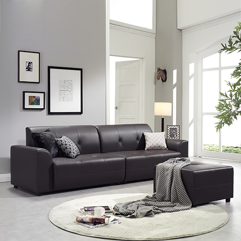 동서가구 디원즈 4인 가죽소파 스툴세트 DF910400