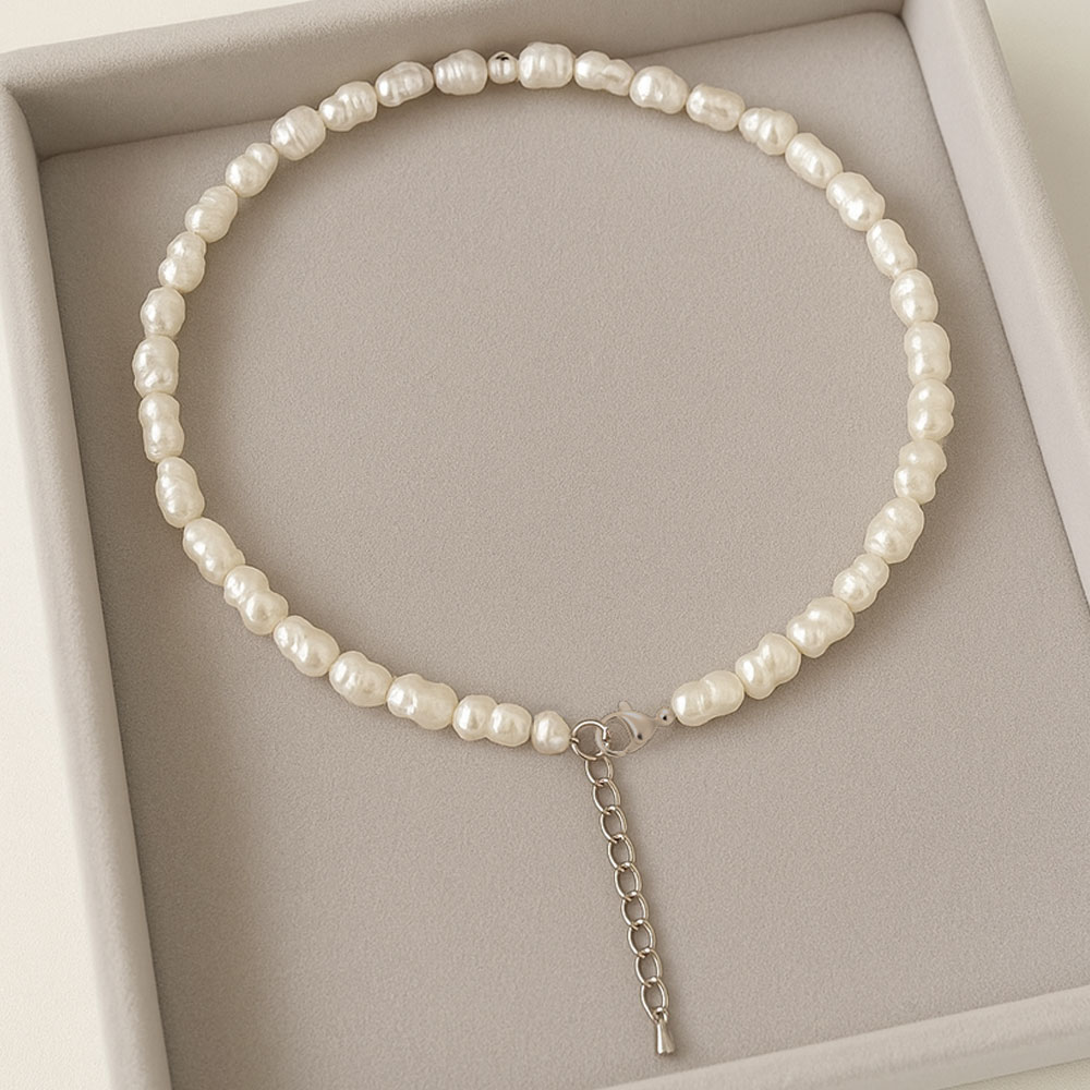 못난이 담수 진주목걸이 천연 바로크 진짜 쌀알 3mm - 상세 이미지 4