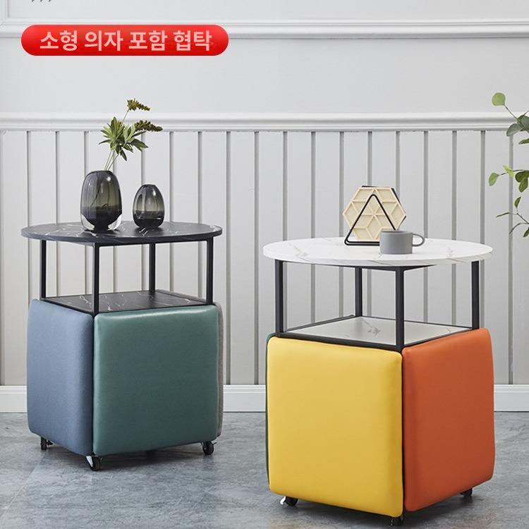 소형 원형 접이식 야외 테이블 카페 발코니 캠핑 플라스틱 테라스 디자인 원형테이블 사각의자세트 A