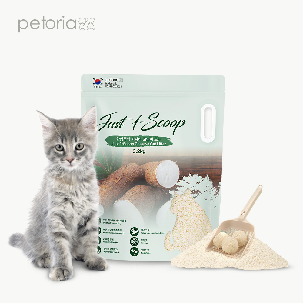 펫토리아 한삽뚝딱 카사바 고양이모래 무향 3.2kg, 3개