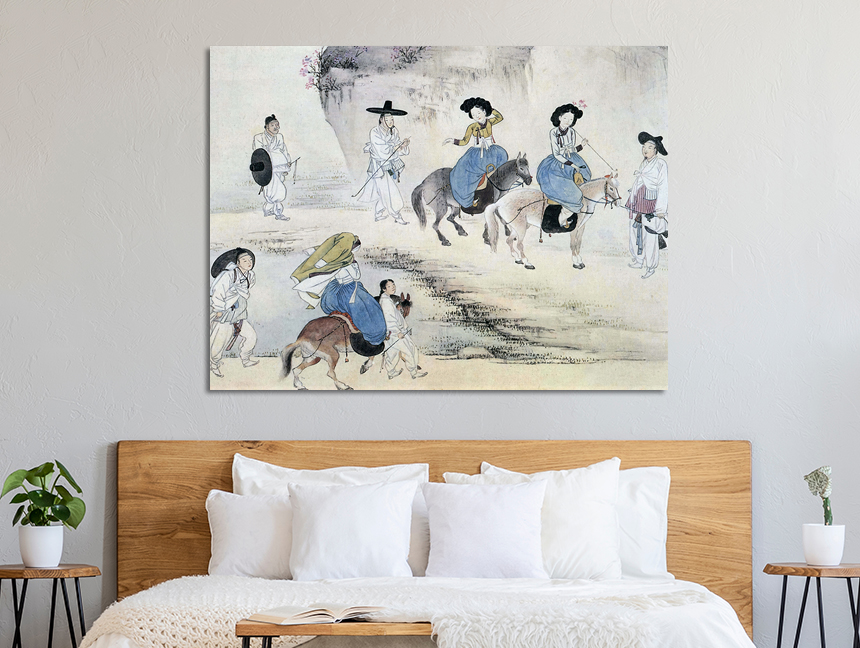 신윤복 그림 민화 단오풍정 월하정인 거실 인테리어 액자 한국화 수묵화 중형 이미지 6