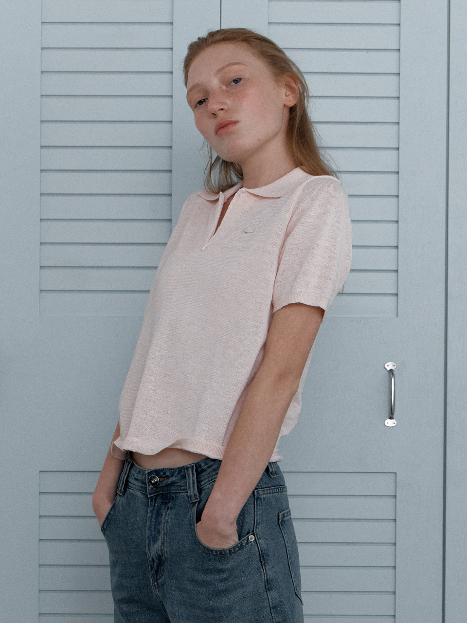 [엘씨브이] ZIP-UP DETAIL KNIT TOP_PINK - 상품 이미지