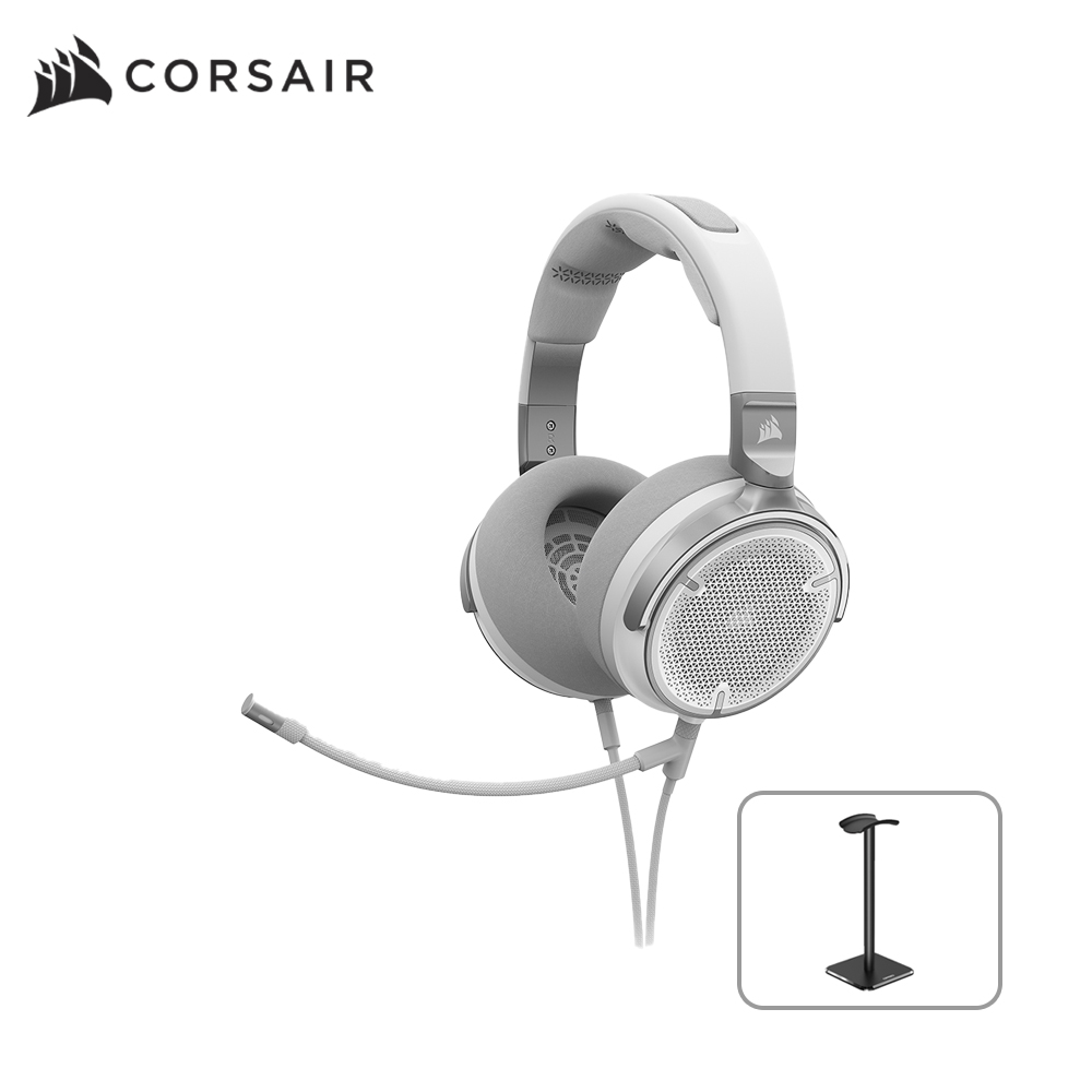 커세어 Virtuoso PRO 오픈백 게이밍 헤드셋 화이트 헤드셋 거치대 에디션