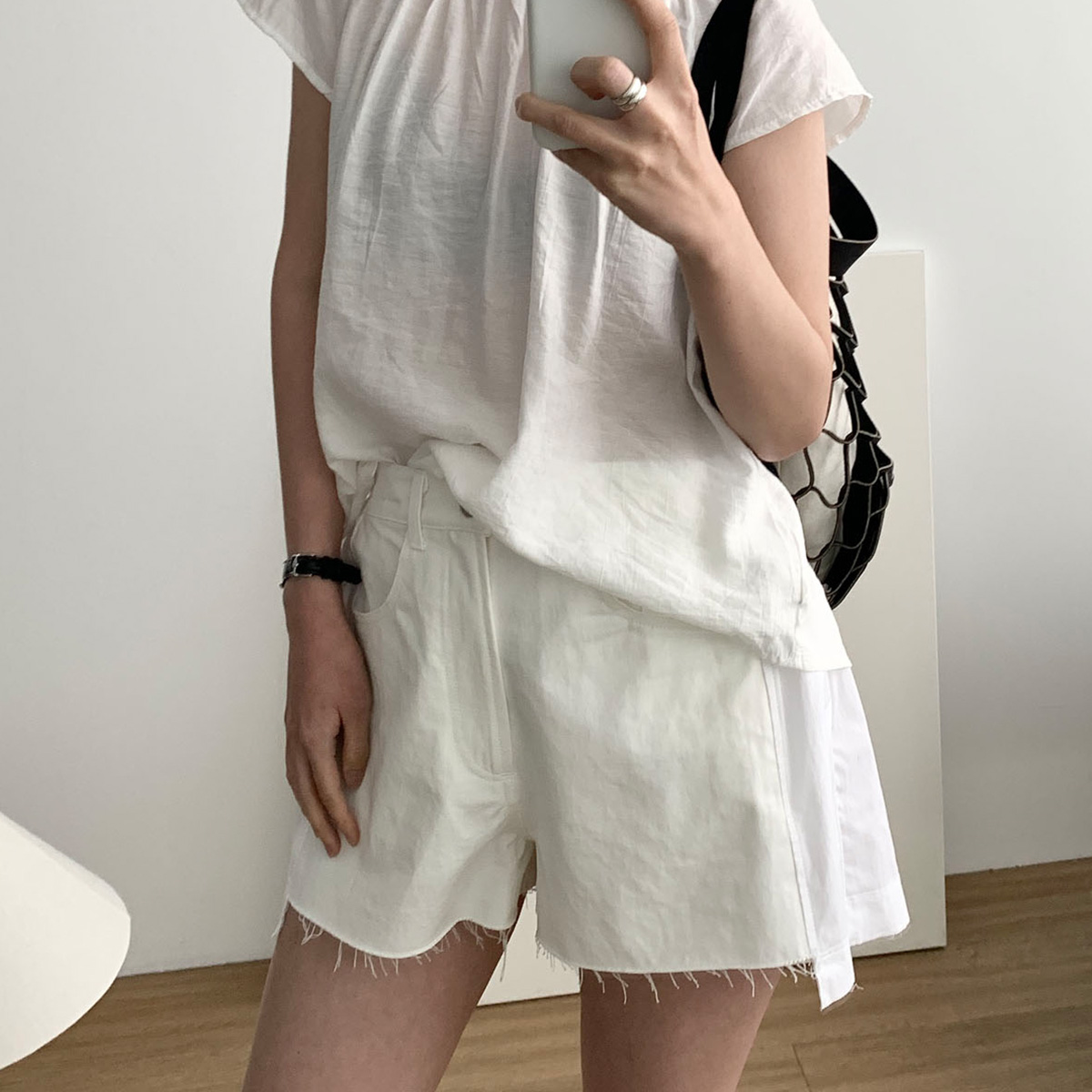 아웃핏 몬토레 팬츠 옆밴딩 3부 A라인 숏팬츠 (2c) - 상세 이미지 2