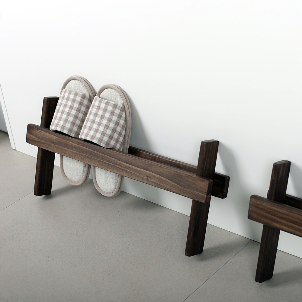 실내화 거치대 원목 거실 슬리퍼 거치대 꽂이 걸이 정리대 앤틱 와이드 1단