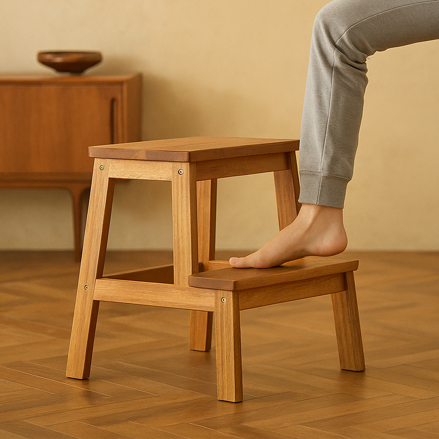 스텝스툴 원목 스툴 의자 나무 사다리 의자 우드 침대 발판