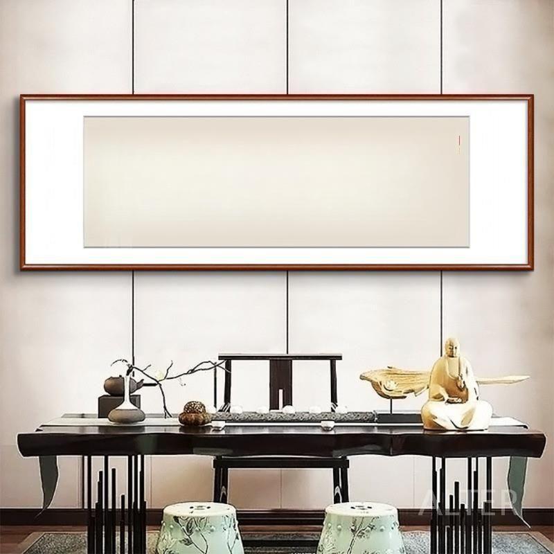 개업 선물 서예 사훈 전시회 거실 캔버스 표구 액자 가훈 인테리어 지행합일 50x150cm 로즈 우드 오렌지 우드 프레임 - 상세 이미지 3