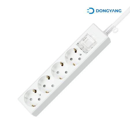 동양전자산업 4구 메인스위치 양극 차단형 국산 멀티탭 화이트 DYM-G4C (5m)