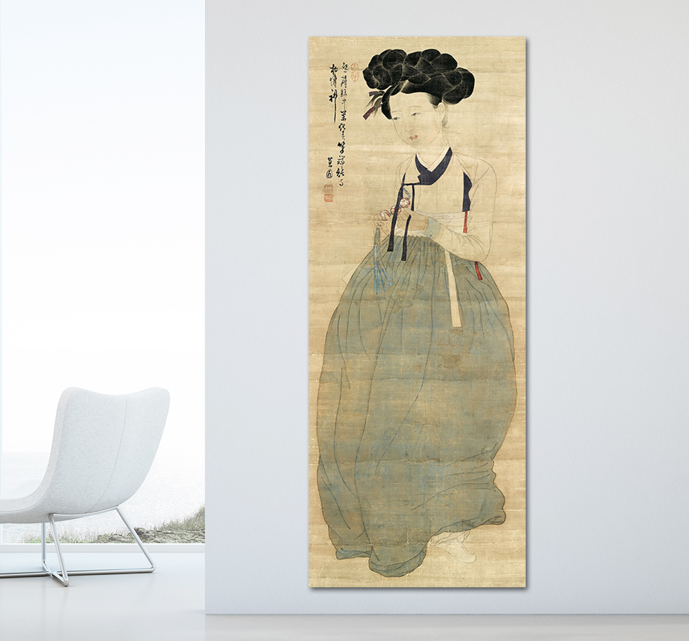 신윤복 그림 미인도 민화 거실 인테리어 액자 한국화 수묵화 중형 - 상세 이미지 2