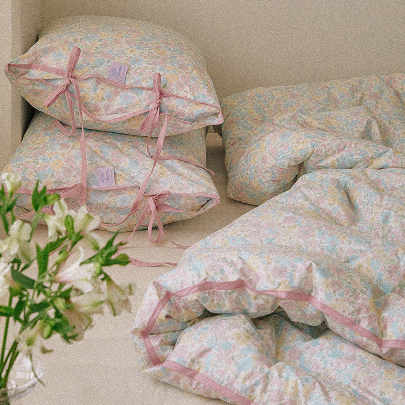 마틸라 고밀도순면 러브바인더 60수 리본 차렵 이불 베개세트 SS