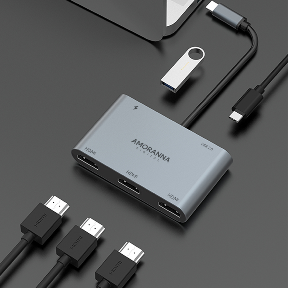 아모란나 C타입 트리플 모니터 분배기 HDMI 컨버터 MST 허브 5in1 60Hz 이미지 4