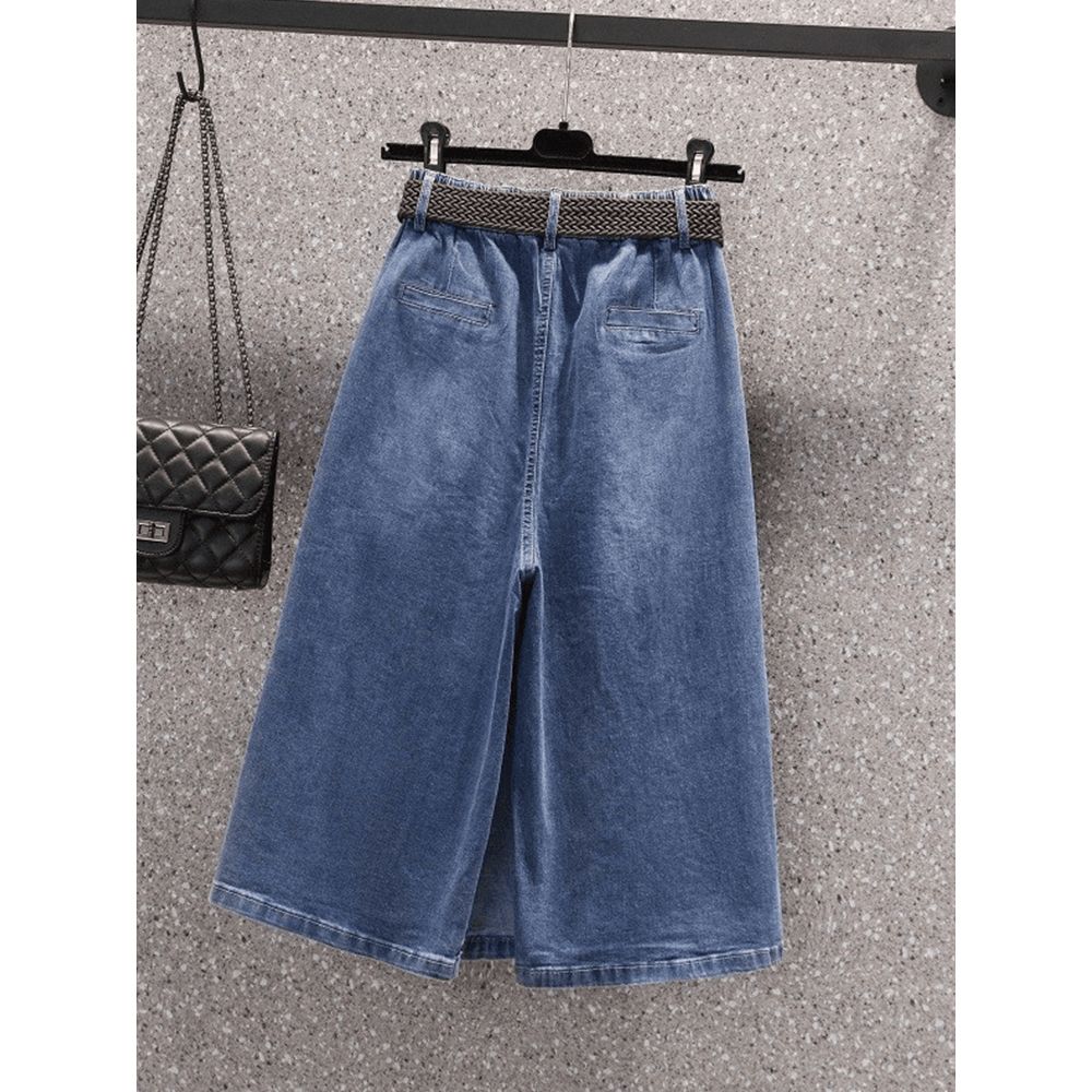 언밸런스 A라인 데님 미디스커트 bying24 블루 M(50kg 미만) - 상세 이미지 4