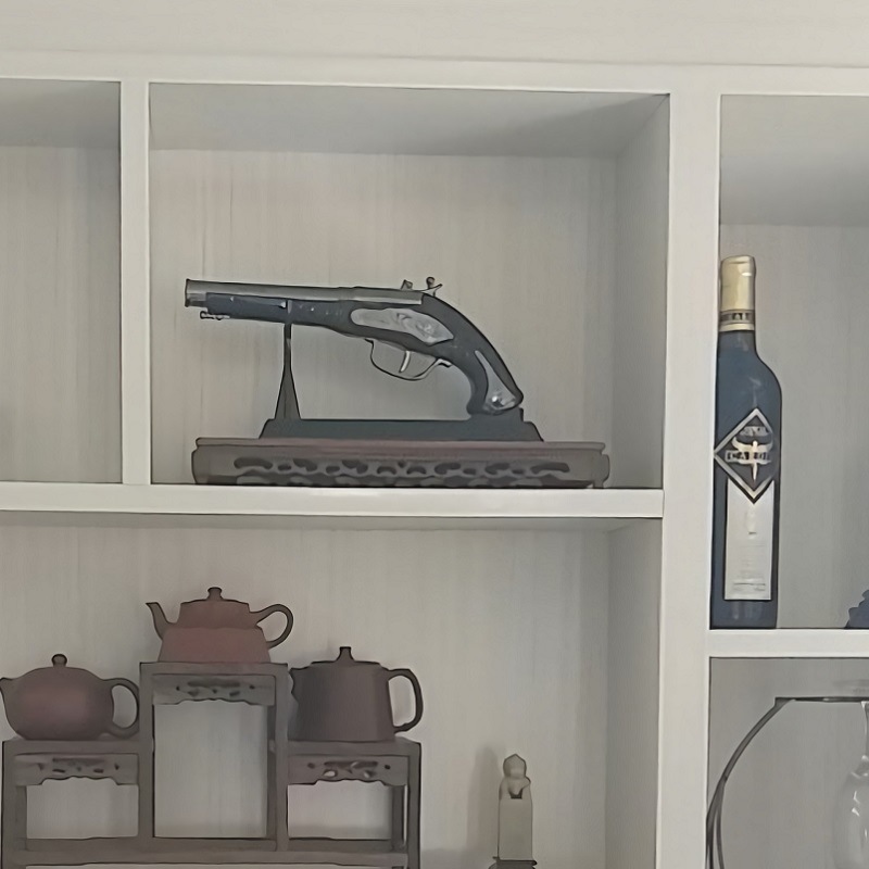 유럽식 빈티지 캐리비안의 해적 샷건 모형 총기 장식품 거실 거실장 인테리어 소품 소형 나팔 총구 27cm - 상세 이미지 3