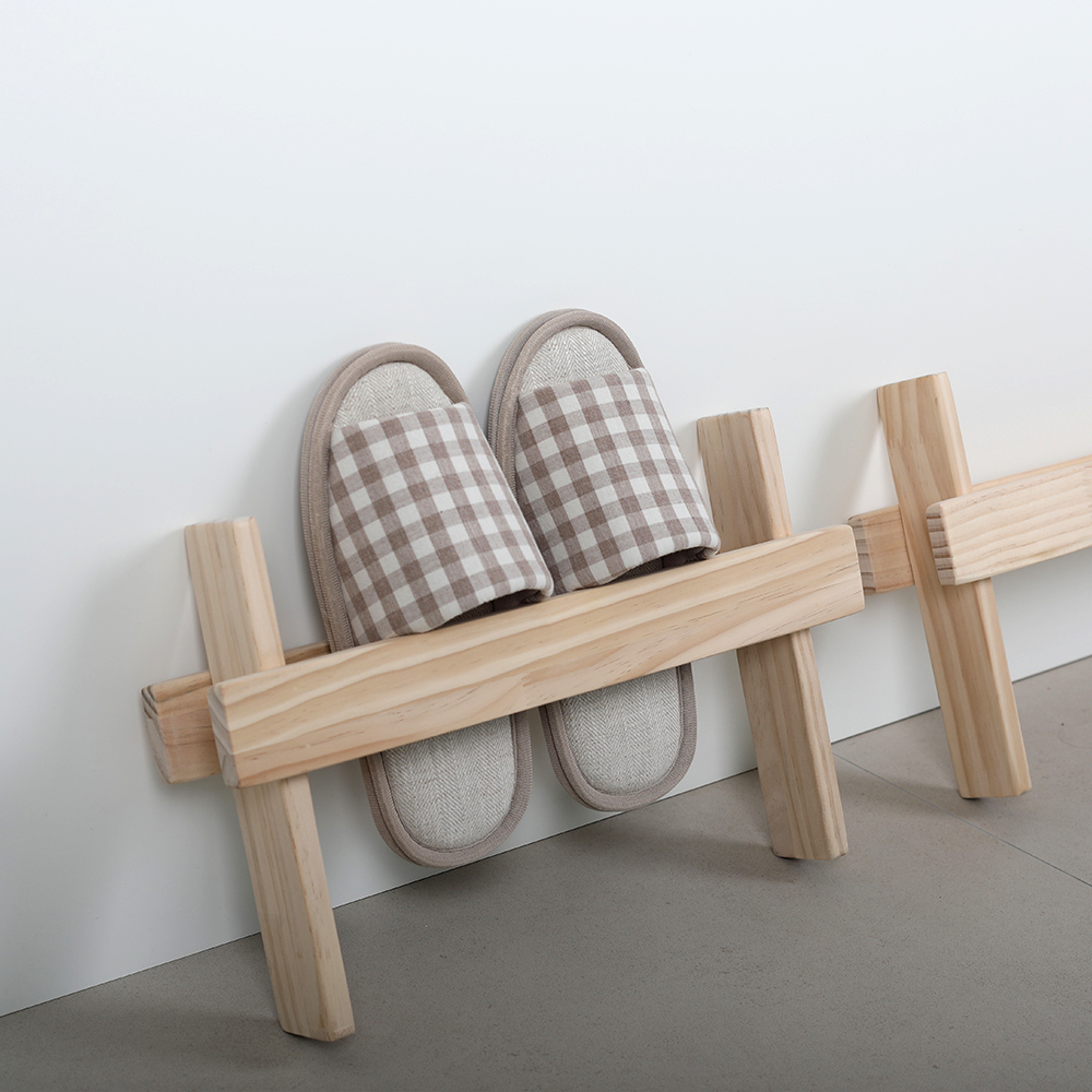 실내화 거치대 원목 거실 슬리퍼 거치대 꽂이 걸이 정리대 내추럴 미니 1단