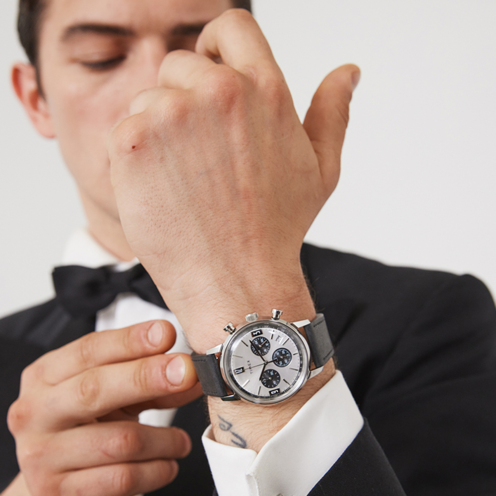 타이맥스 멀린 크로노그래프 타키미터 가죽스트랩 남자시계 40mm TW2W10300