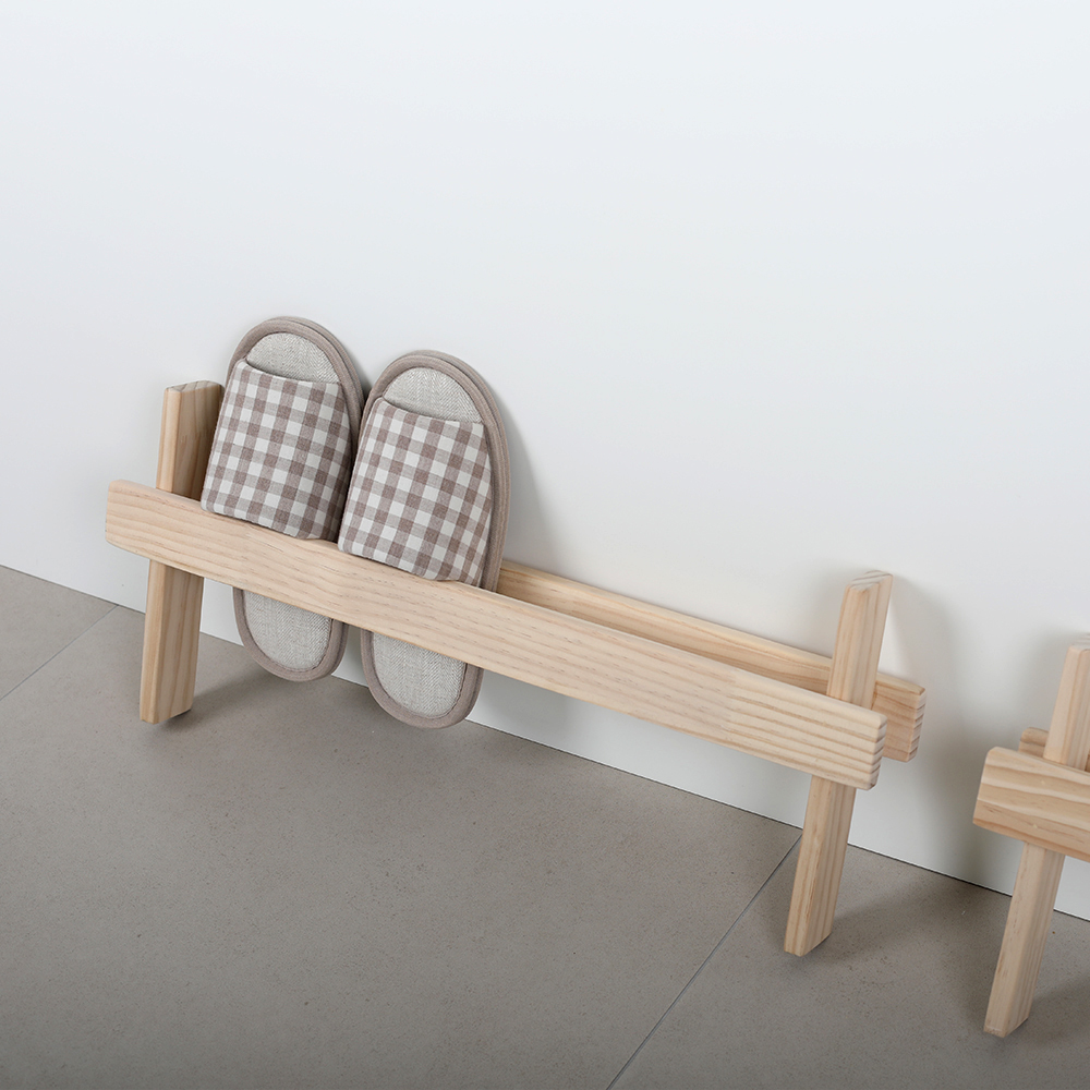 실내화 거치대 원목 거실 슬리퍼 거치대 꽂이 걸이 정리대 내추럴 와이드 1단