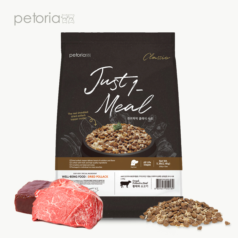 한끼뚝딱 클래식 강아지 사료 쇠고기+황태, 2.4kg, 1개