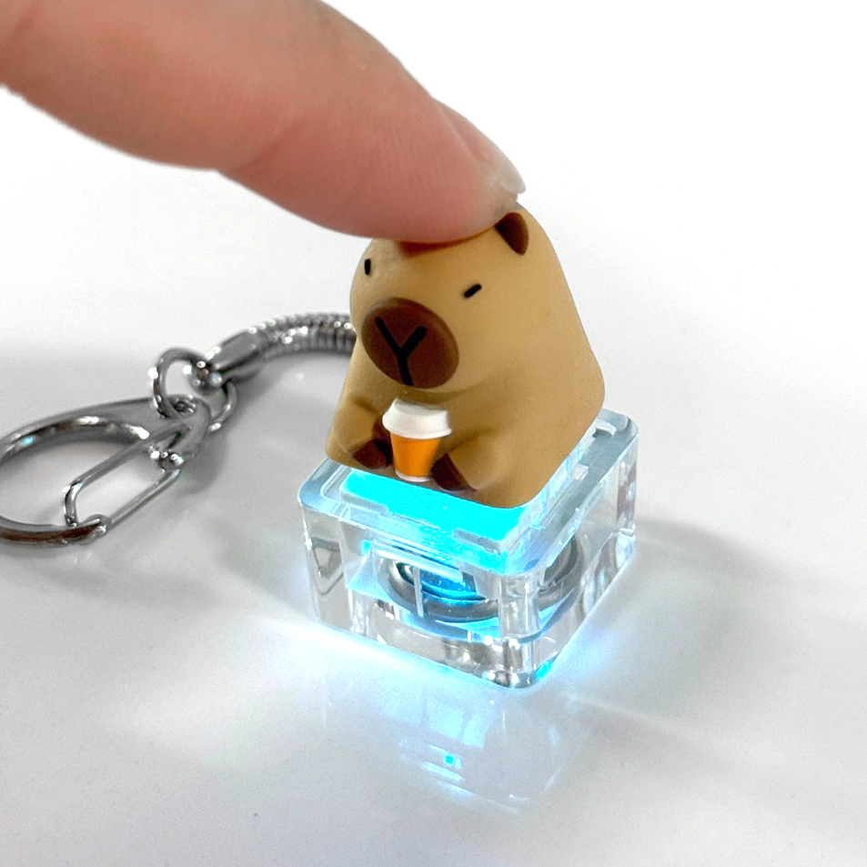 포인트키캡 키링 LED 딸깍이 아티산 귀여운 동물 열쇠고리 차키 가방 카피바라 커피바라