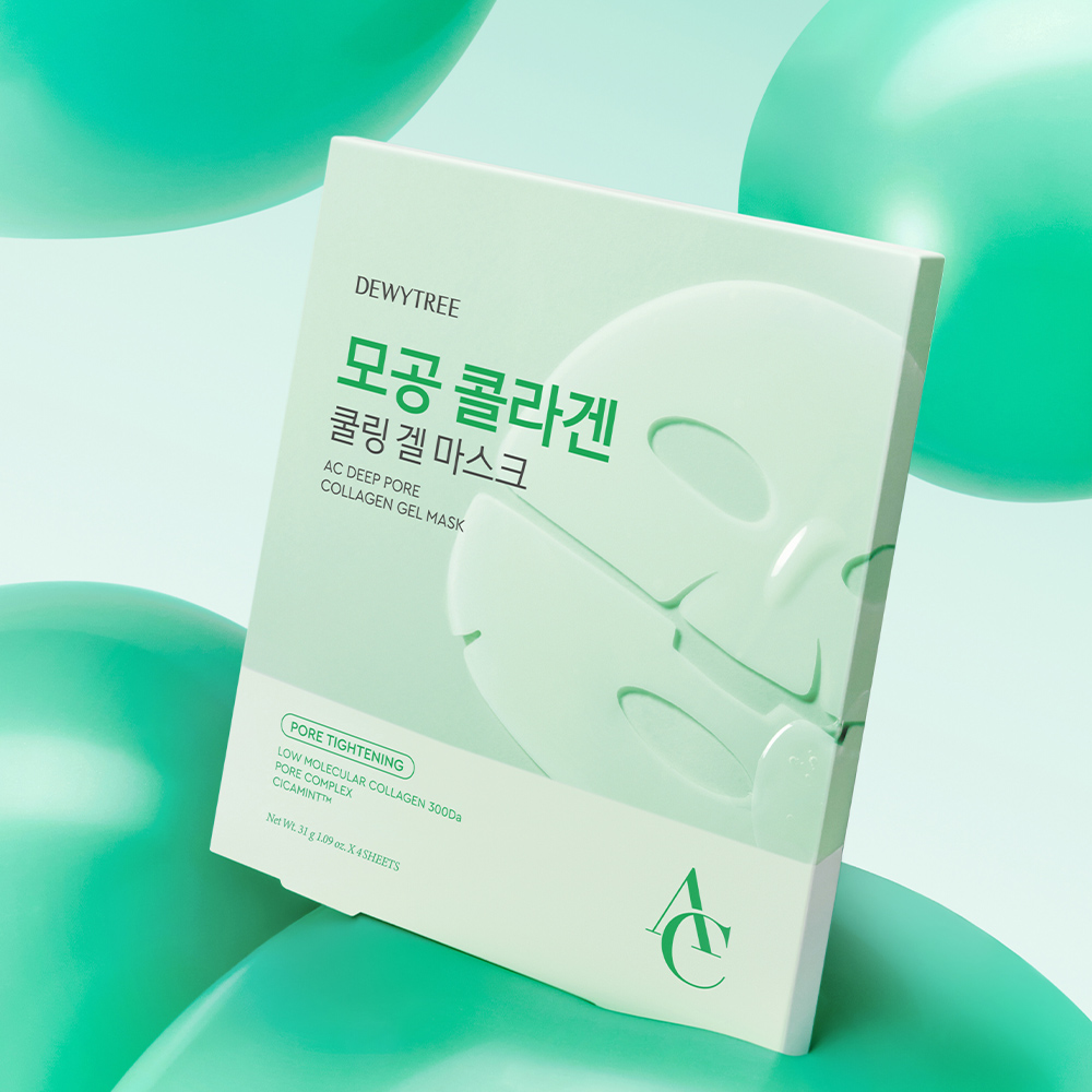 [듀이트리]  AC 딥 모공 콜라겐 겔 마스크 4매 1일1팩 고밀착 겔마스크 모공탄력 쿨링진정 - 상품 이미지