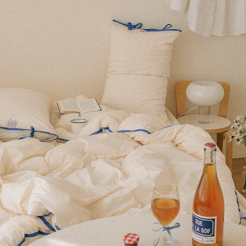 마틸라 고밀도순면 러브바인더 60수 리본 차렵 이불 베개세트 SS