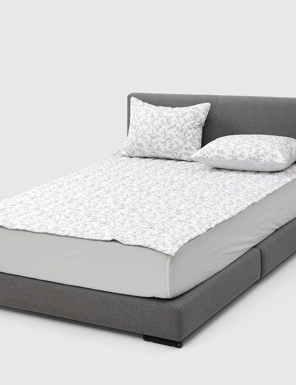 레노마홈 라뜰리 양모 침대 패드 이지 밴드 플라워 패턴 스트라이프 80수 고밀도원단