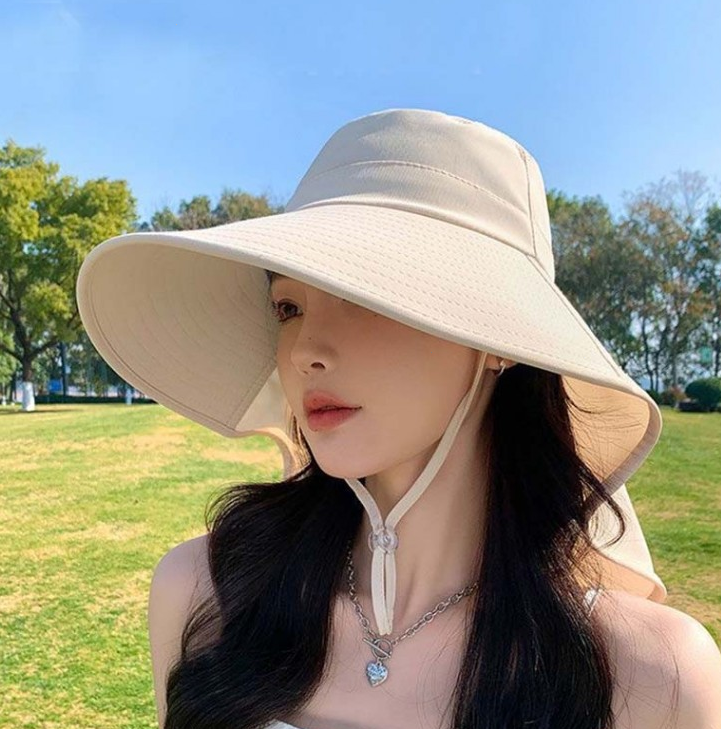 햇빛 모자 썬캡 가리개 차단 아쿠아캡 자외선 여성 와이드챙 얼굴 여름 산책 - 상품 이미지