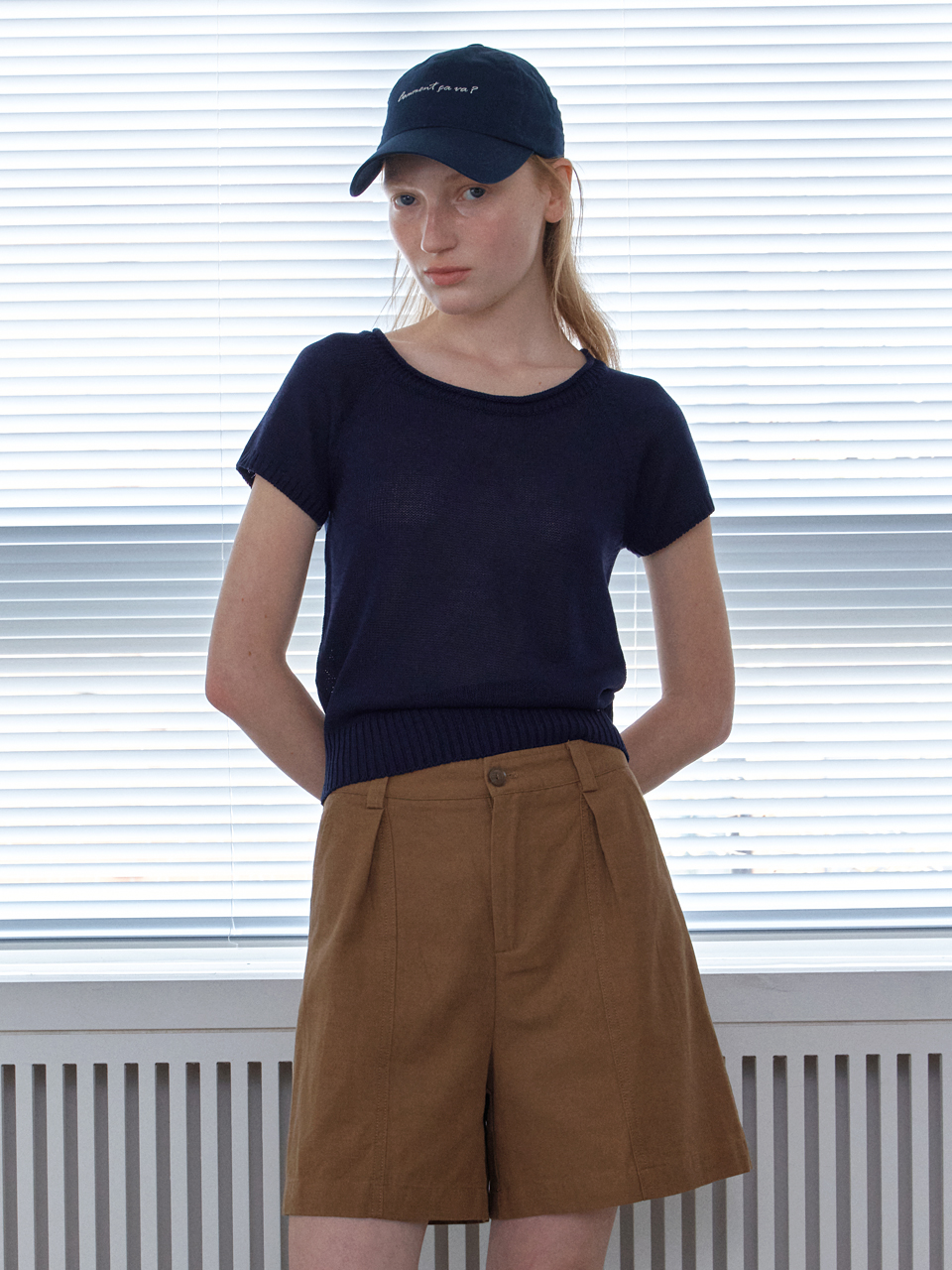 [엘씨브이] RIB DETAIL KNIT TOP_NAVY - 상품 이미지