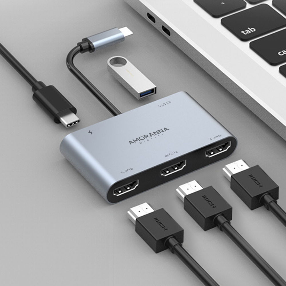 아모란나 C타입 트리플 모니터 분배기 HDMI 컨버터 MST 허브 5in1 60Hz