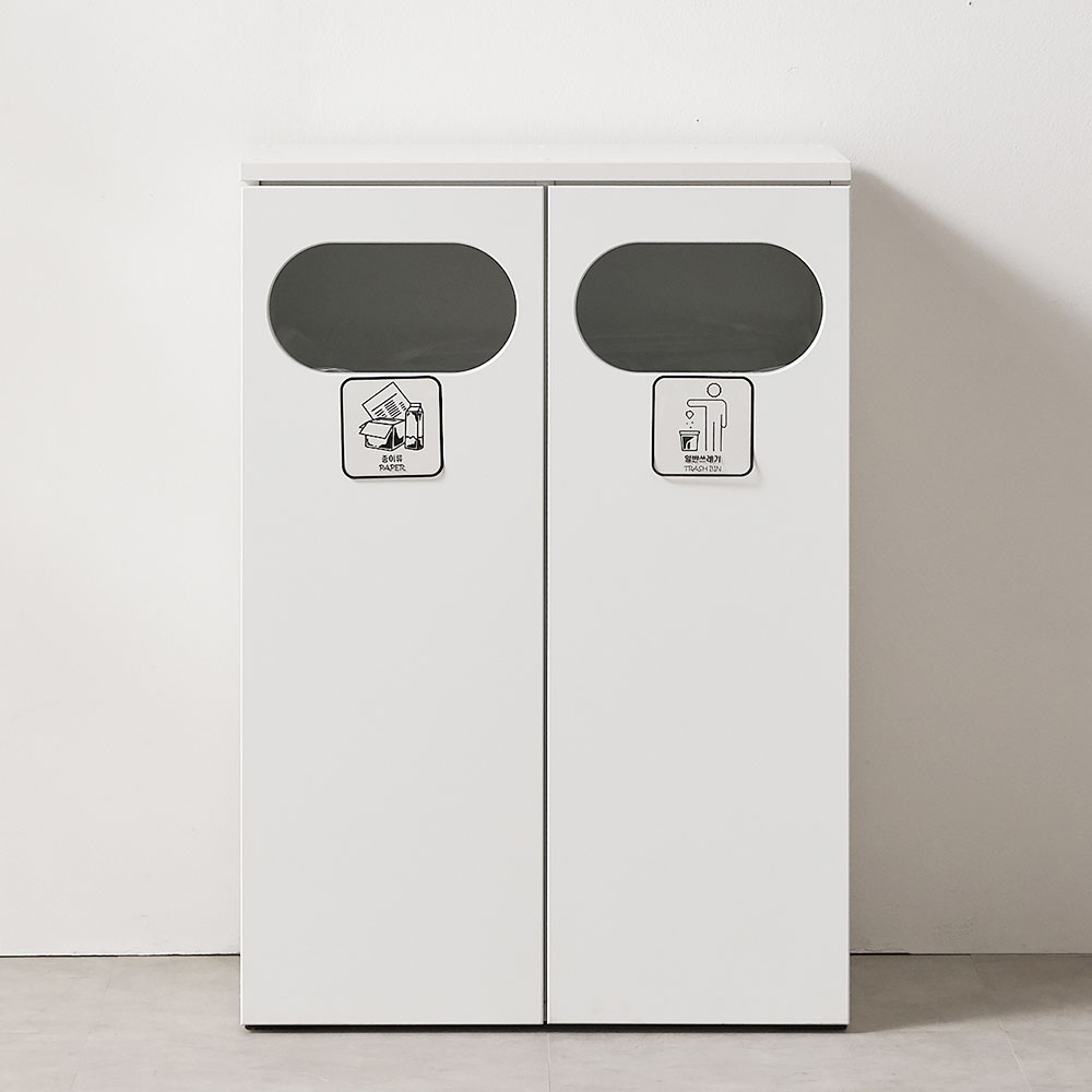 스톤 E0자재 2칸 재활용 분리수거함 수납장