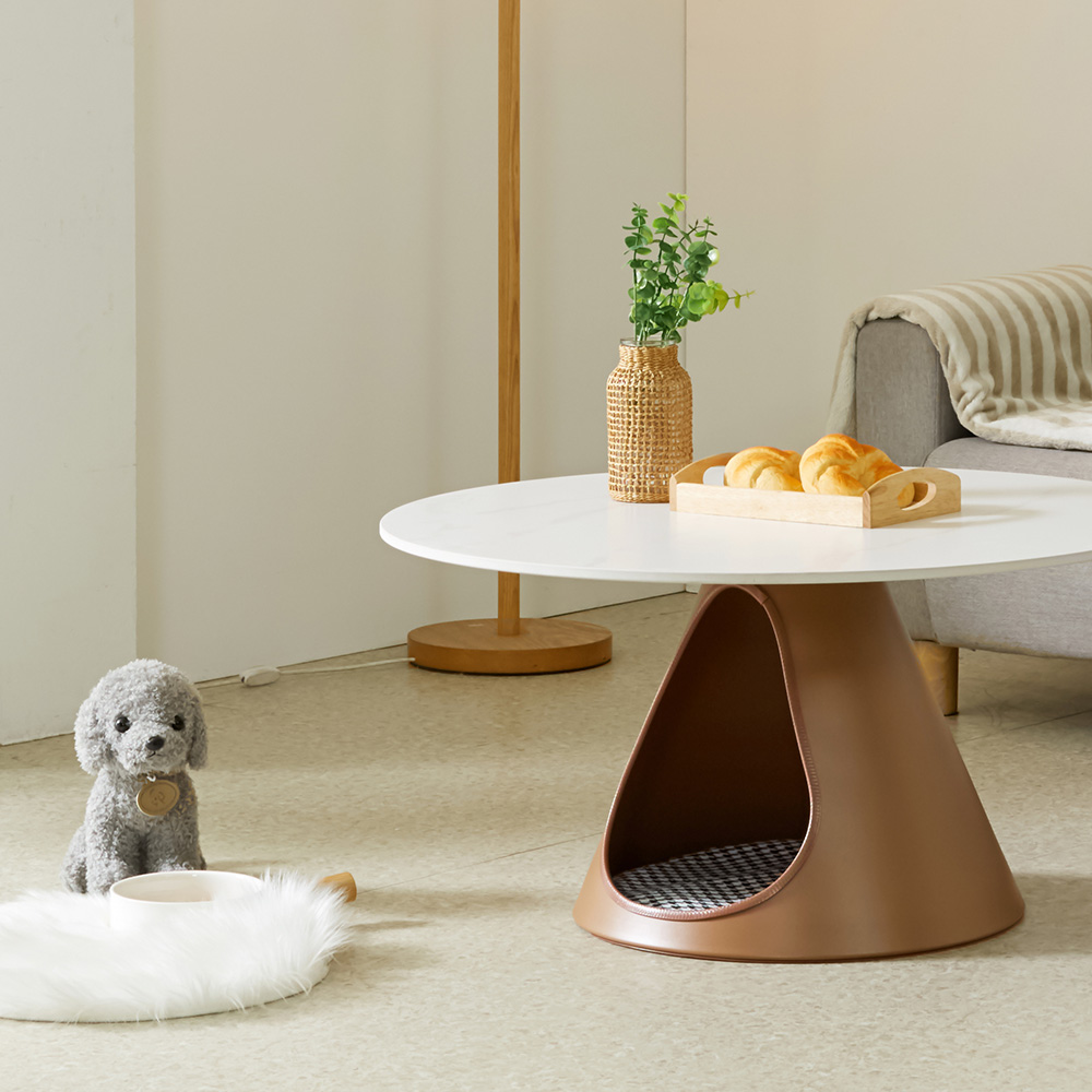 스코나 쿠다이 펫하우스 포세린 세라믹 원형 거실 소파 테이블 좌탁 강아지집 숨숨집