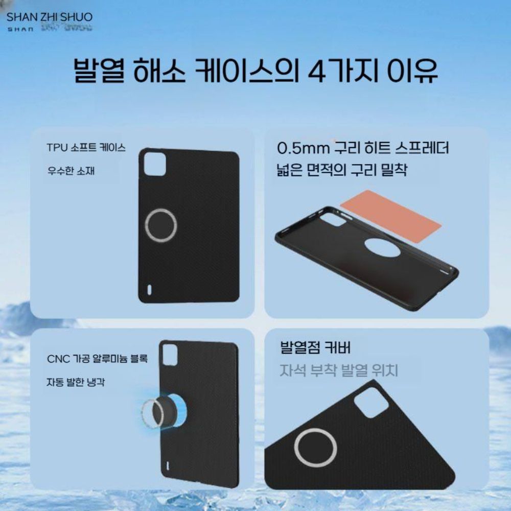 샤오미패드7 프로 맥세이프 케이스 방열 보호 커버 게이밍 쿨러 구리 매트 - 상세 이미지 2