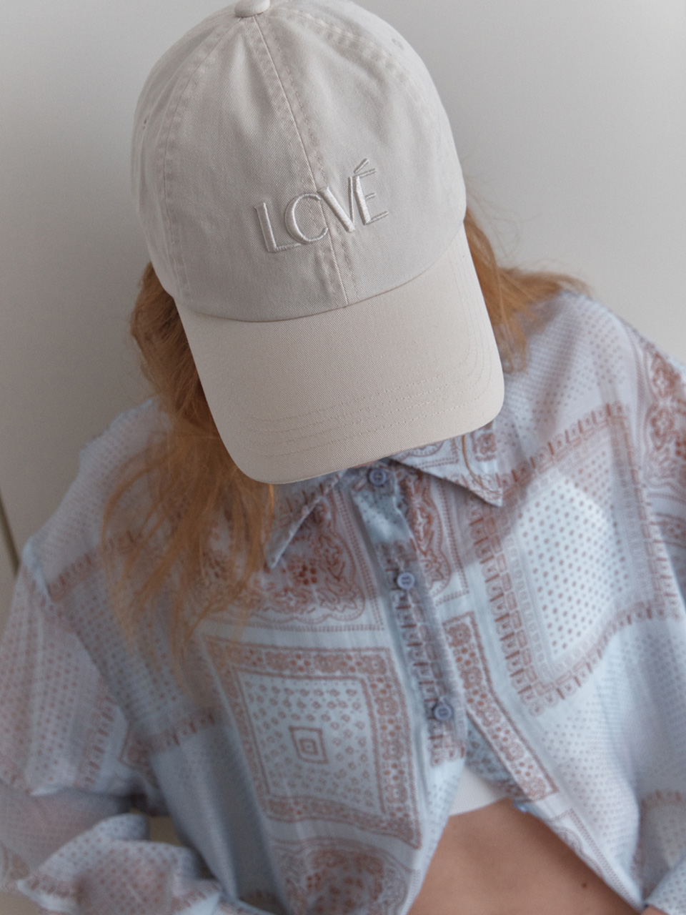 [엘씨브이] LCVE LOGO WASHED COTTON BALL CAP_IVORY - 상세 이미지 5