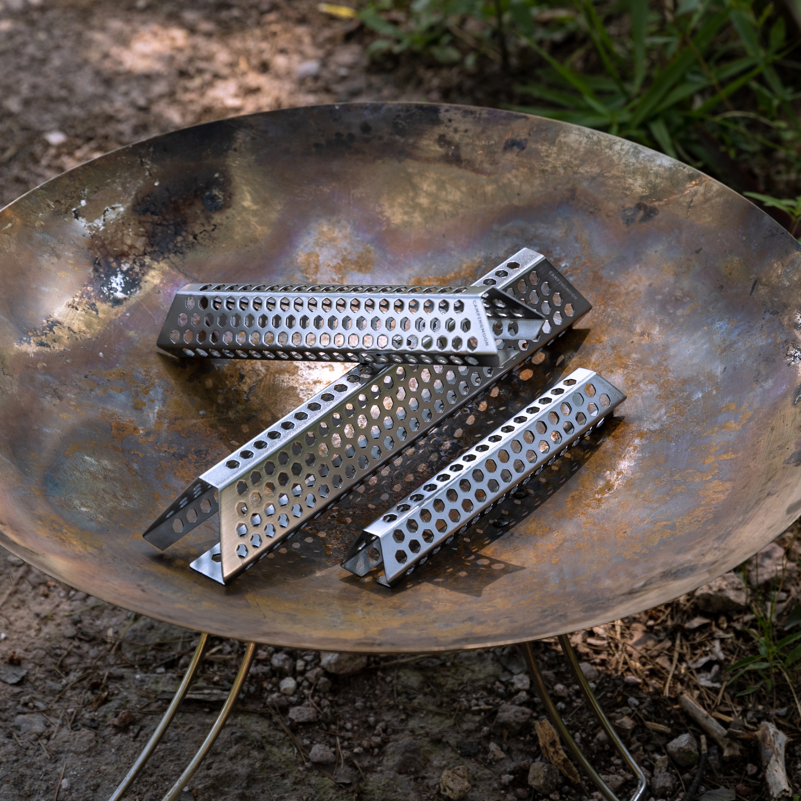 캠핑문 연소 보조 스테인리스 더미 장작 완전연소 연기감소 받침대 A4-C