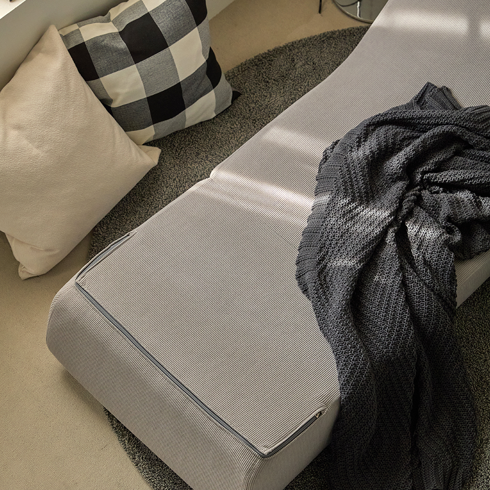 릴로 코듀로이 접이식 소파베드 1인용쇼파 스툴미포함, 스톤그레이, 1인용