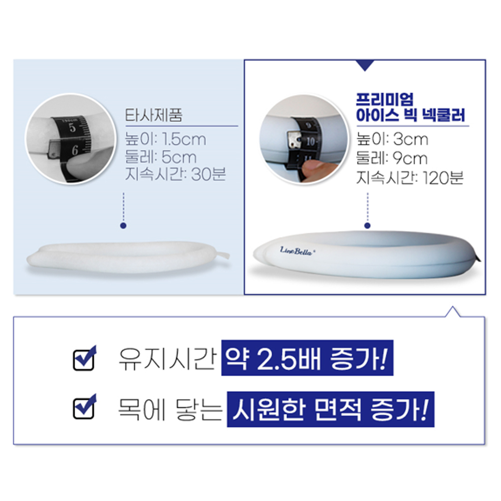라인벨라 아이스 넥쿨러 18도 와이드 PCM 쿨링 넥밴드 여름용 캠핑 등산 골프 ML 블루 - 상세 이미지 4