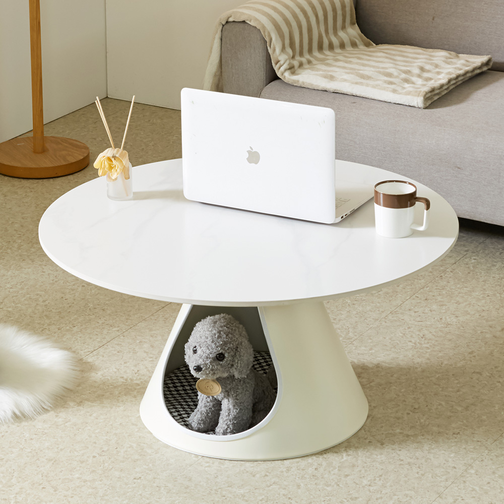 스코나 쿠다이 펫하우스 포세린 세라믹 원형 거실 소파 테이블 좌탁 강아지집 숨숨집