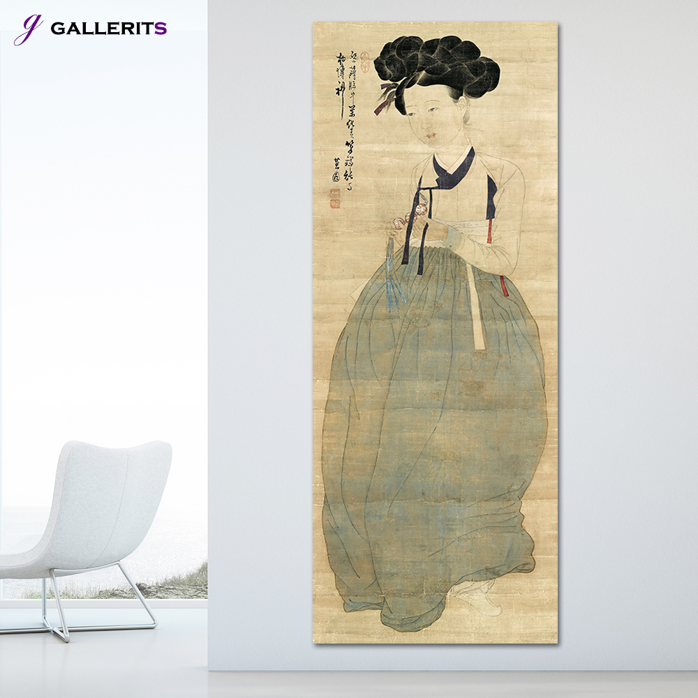 신윤복 그림 미인도 민화 거실 인테리어 액자 한국화 수묵화 중형