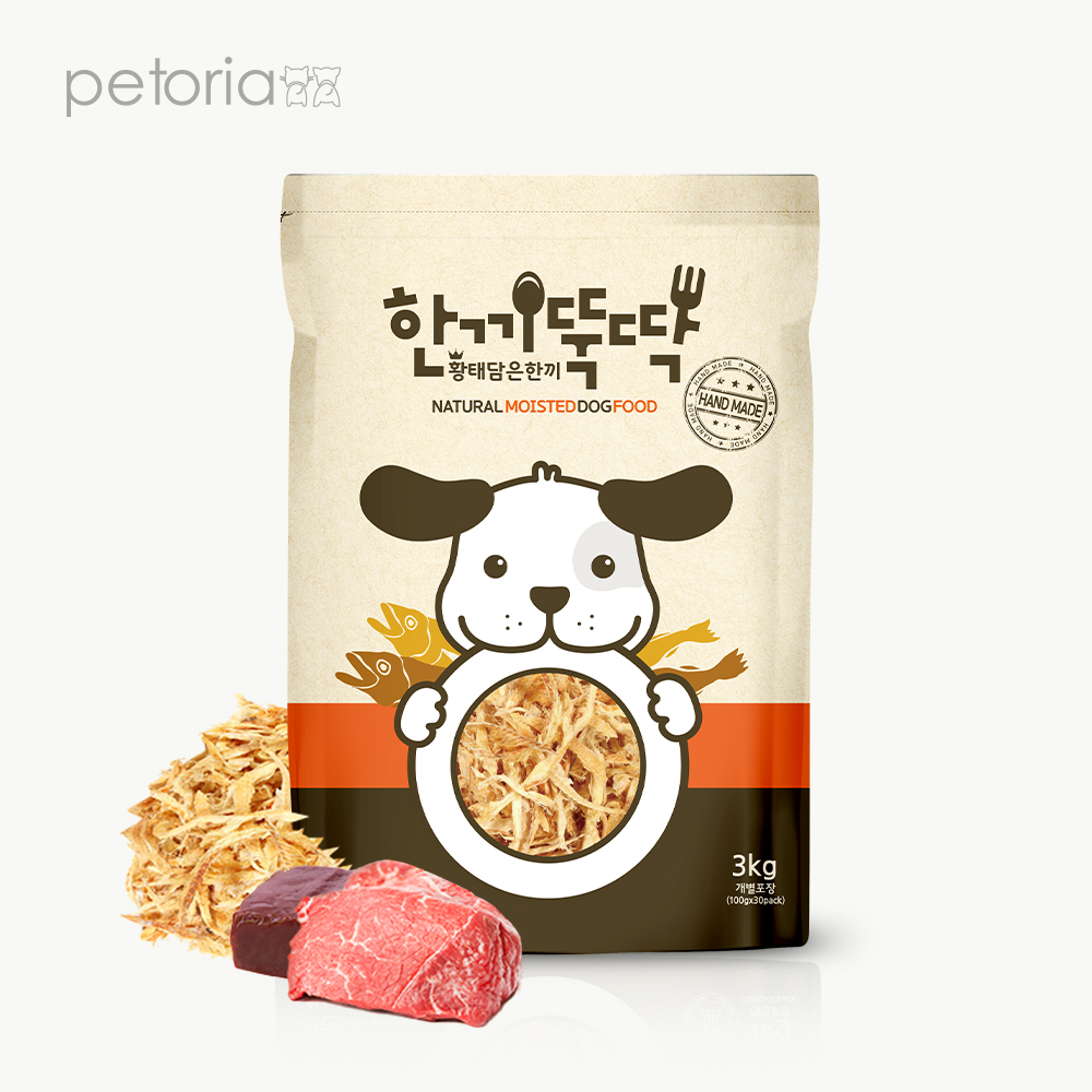 한끼뚝딱 소프트 강아지 사료 황태+소고기, 3kg, 1개