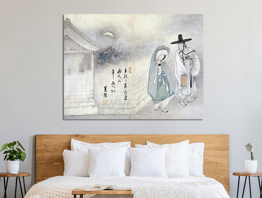 신윤복 그림 민화 단오풍정 월하정인 거실 인테리어 액자 한국화 수묵화 중형 - 상세 이미지 5