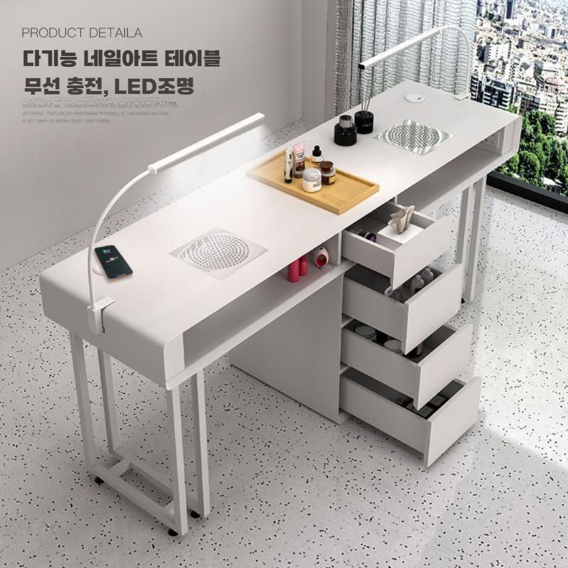네일테이블 흡진기 네일작업대 뷰티 네일샵 손톱 시술대 0.8m / 테이블 단품 우드 - 상세 이미지 2