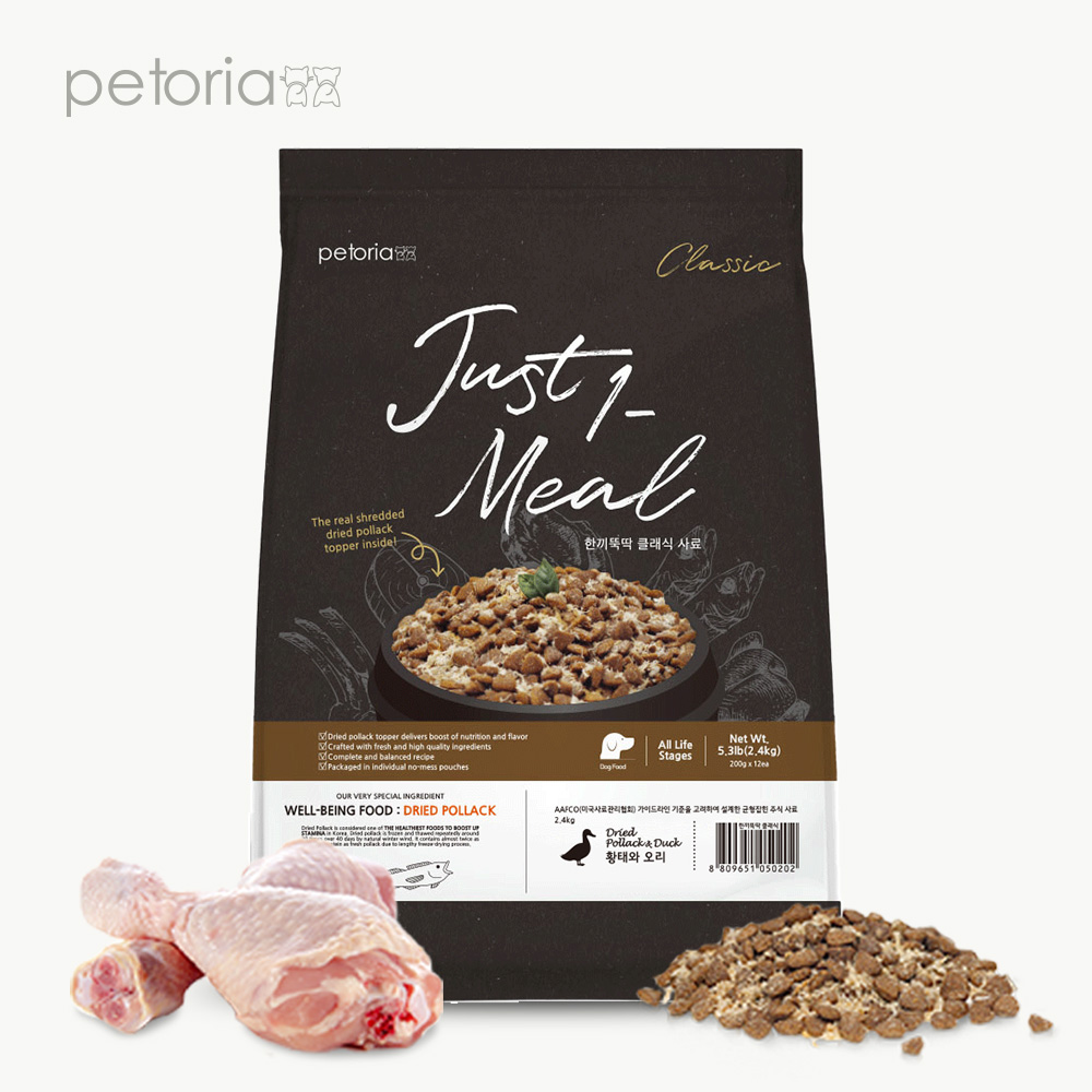 한끼뚝딱 클래식 강아지 사료 황태+오리, 2.4kg, 1개