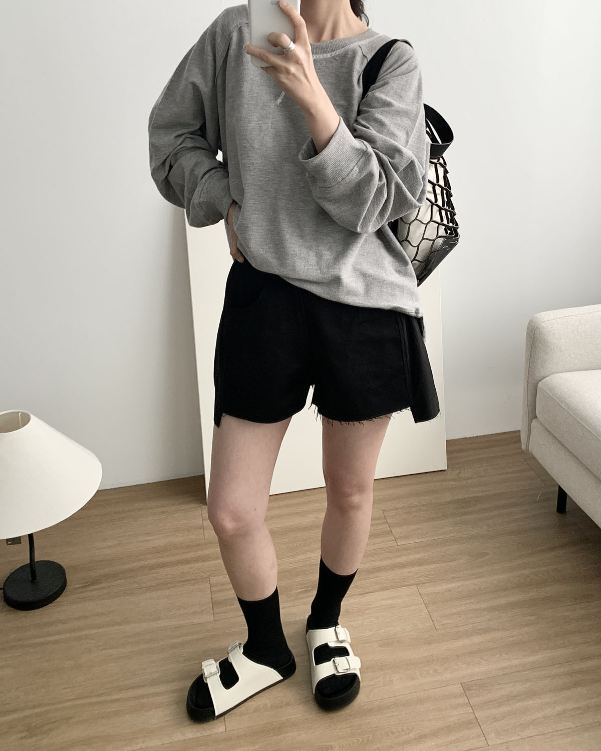 아웃핏 몬토레 팬츠 옆밴딩 3부 A라인 숏팬츠 (2c) - 상세 이미지 5